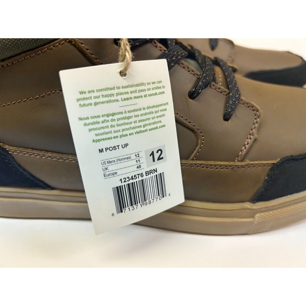 Sanuk Post Up Men's Leather Mid-Cut Sneaker Boots ~ Men's Size 12 View 3